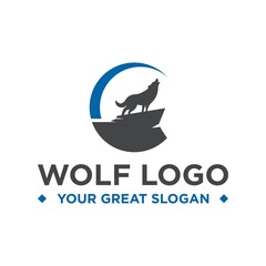 Wolf logo design. Sillhouete wolf logo design.