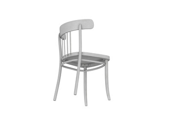 Old white Viennese chair on a white background