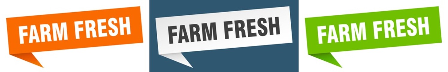 farm fresh banner. farm fresh speech bubble label set. farm fresh sign