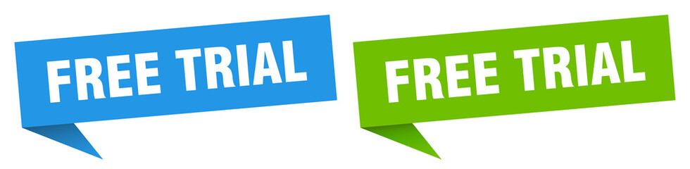 free trial banner. free trial speech bubble label set. free trial sign