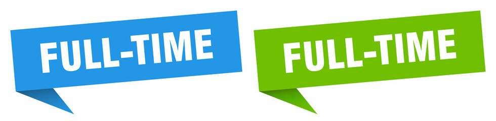 full-time banner. full-time speech bubble label set. full-time sign