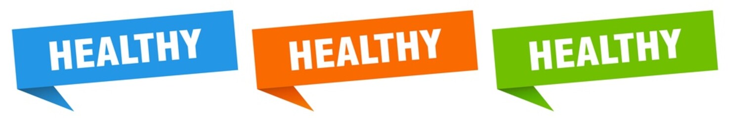 healthy banner. healthy speech bubble label set. healthy sign