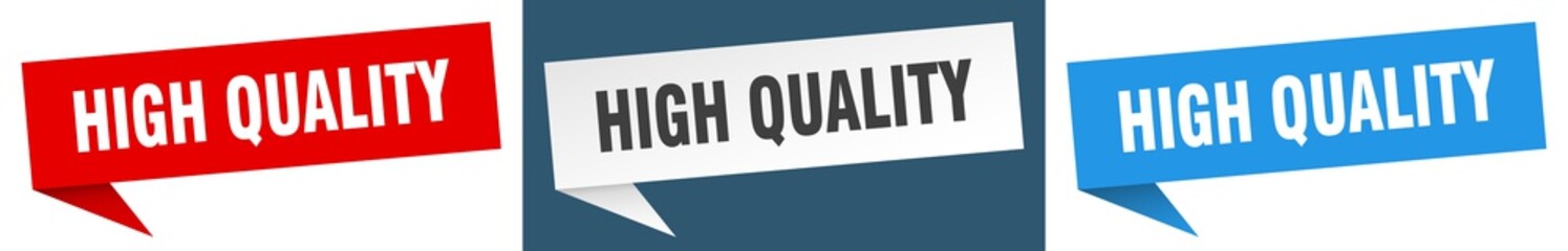 high quality banner. high quality speech bubble label set. high quality sign