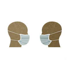 Human male head paper wearing face mask. New normal, covid-19 pandemic concept, 3d illustration