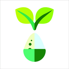 Herbals Heating in a flask with two green leaves on top of the flask simple 2D vector 
