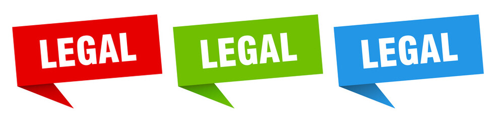legal banner. legal speech bubble label set. legal sign