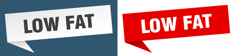 low fat banner. low fat speech bubble label set. low fat sign