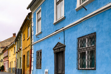 Fototapeta na wymiar Colorful architecture of the old town of Sibiu, one of the most important cultural centres of Romania
