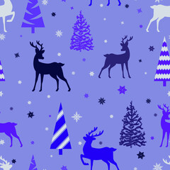 Merry Christmas seamless pattern. Wrapping paper. Vector illustration.