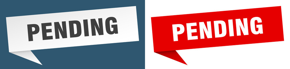 pending banner. pending speech bubble label set. pending sign