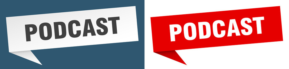 podcast banner. podcast speech bubble label set. podcast sign