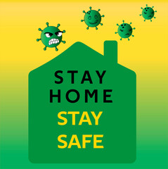 Stay home stay safe vector design. Corona virus  design template for social and national awareness to safe from Coronavirus covid-19. Stay home &ndash; safe lives. 