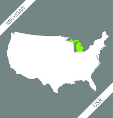 Michigan on USA map vector