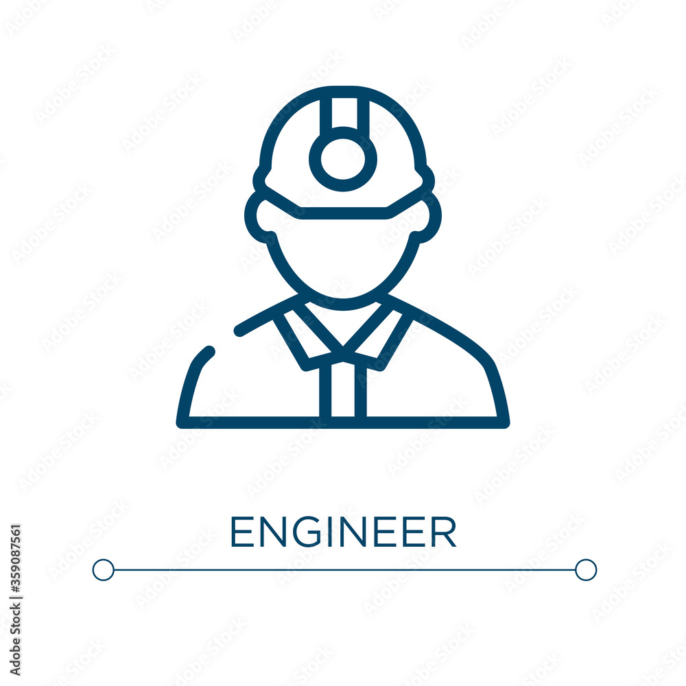 Poster engineer icon. linear vector illustration. outline engineer icon vector. thin line symbol for use on