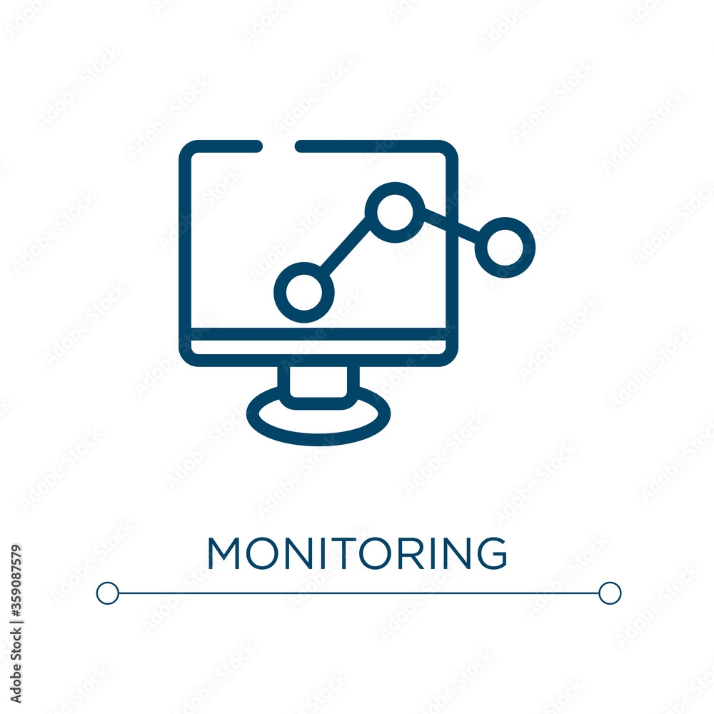 Poster monitoring icon. linear vector illustration. outline monitoring icon vector. thin line symbol for us