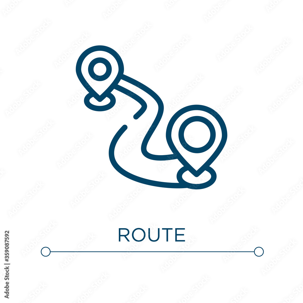 Poster route icon. linear vector illustration. outline route icon vector. thin line symbol for use on web a
