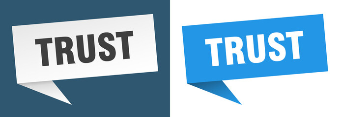 trust banner. trust speech bubble label set. trust sign