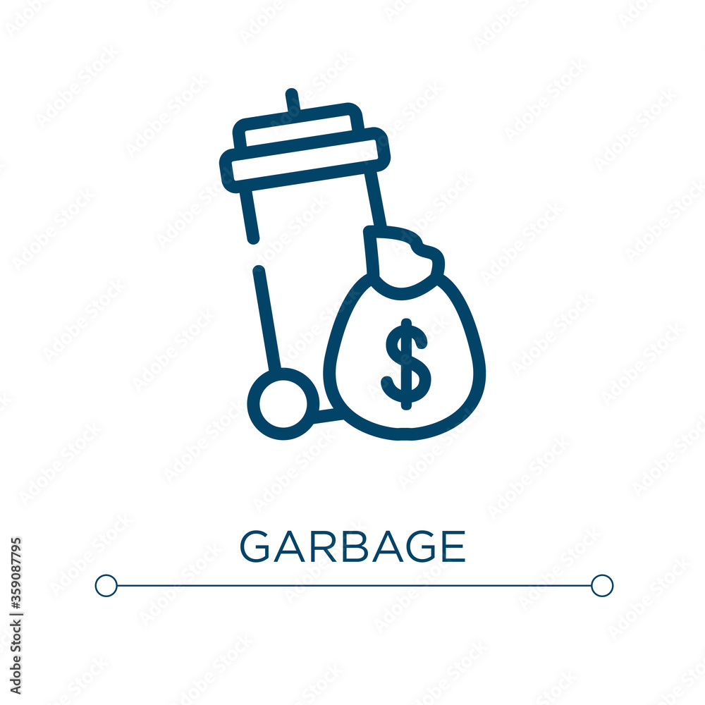 Poster garbage icon. linear vector illustration. outline garbage icon vector. thin line symbol for use on w
