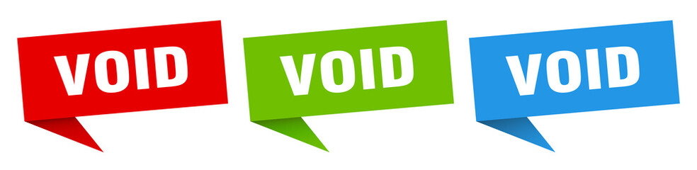 void banner. void speech bubble label set. void sign
