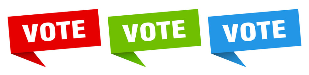 vote banner. vote speech bubble label set. vote sign