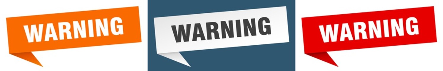 warning banner. warning speech bubble label set. warning sign