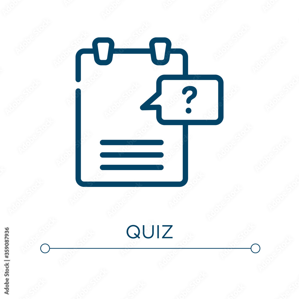 Aufkleber quiz icon. linear vector illustration. outline quiz icon vector. thin line symbol for use on web and
