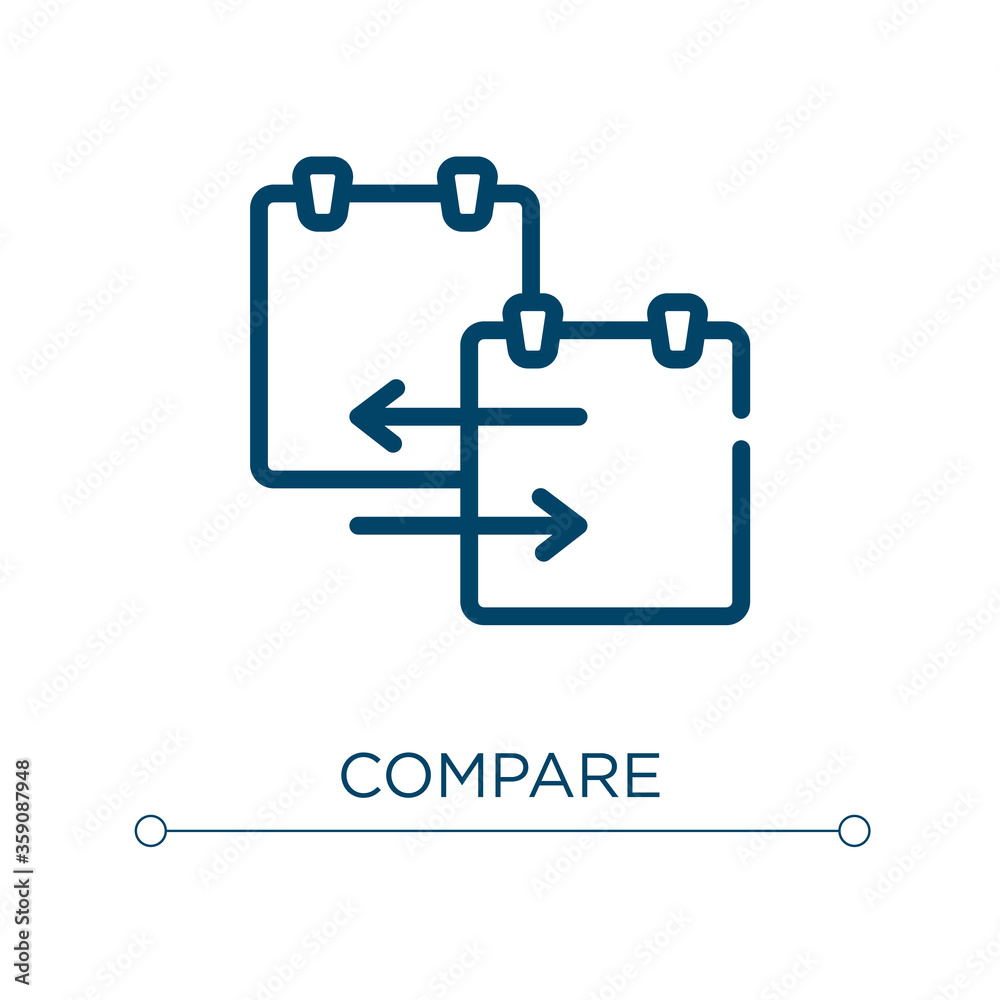 Fototapete compare icon. linear vector illustration. outline compare icon vector. thin line symbol for use on w