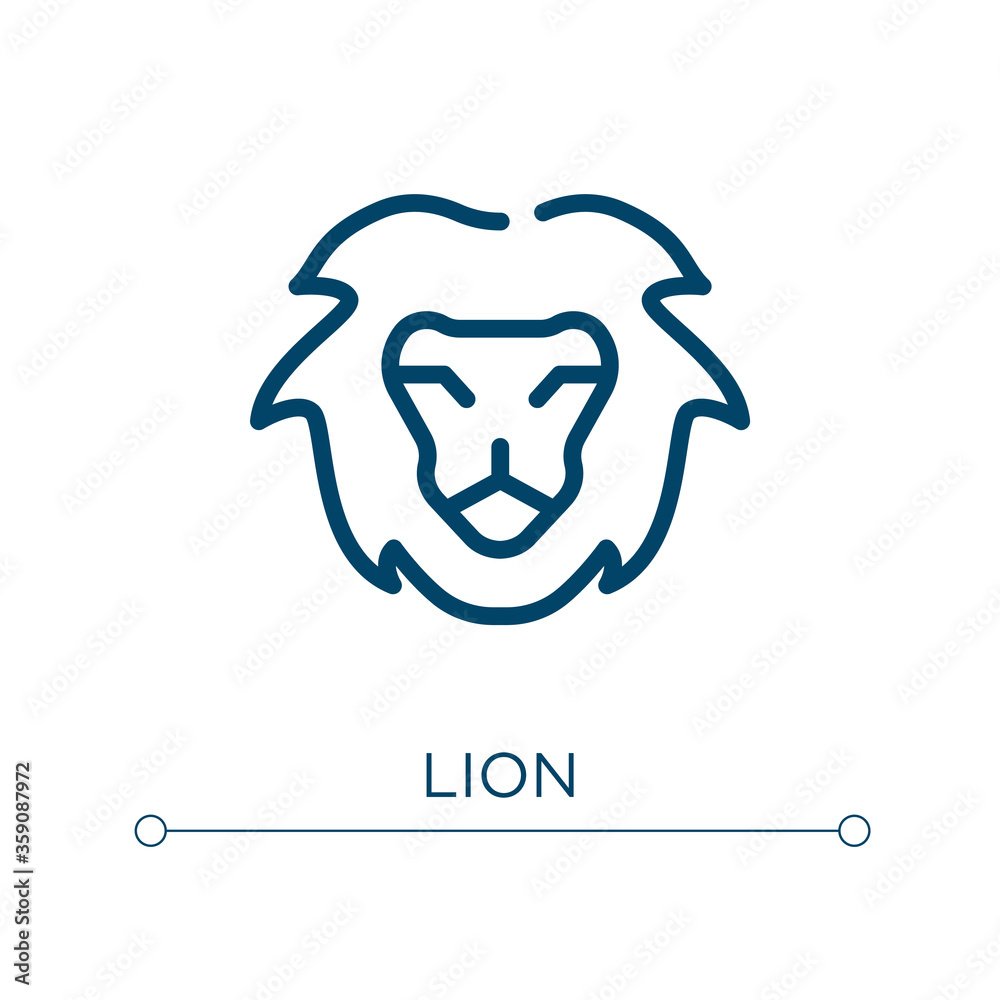 Poster lion icon. linear vector illustration. outline lion icon vector. thin line symbol for use on web and