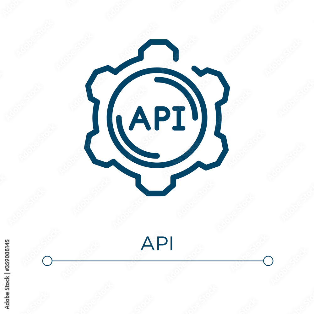 Poster api icon. linear vector illustration. outline api icon vector. thin line symbol for use on web and m