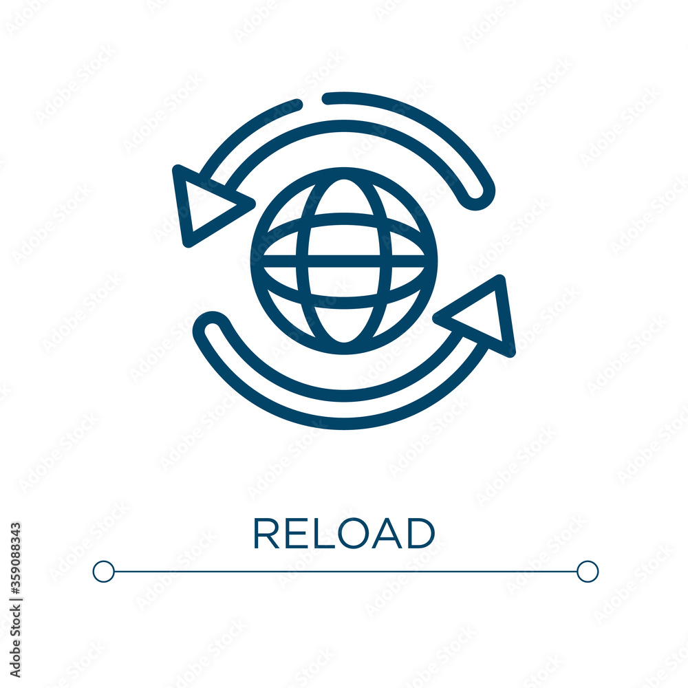 Poster reload icon. linear vector illustration. outline reload icon vector. thin line symbol for use on web