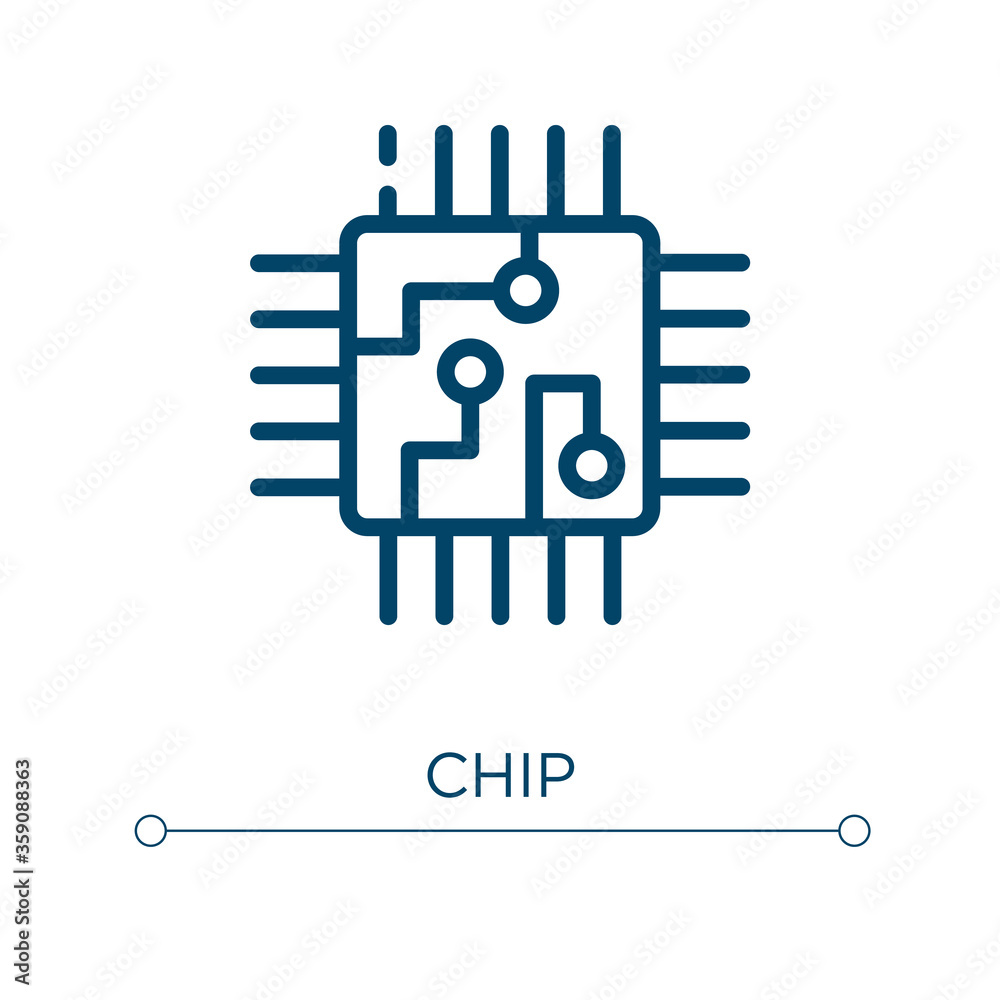 Poster chip icon. linear vector illustration. outline chip icon vector. thin line symbol for use on web and