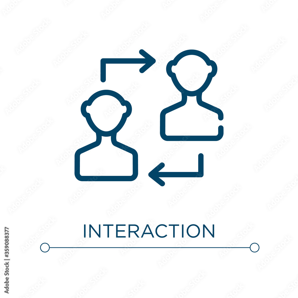 Poster interaction icon. linear vector illustration. outline interaction icon vector. thin line symbol for 