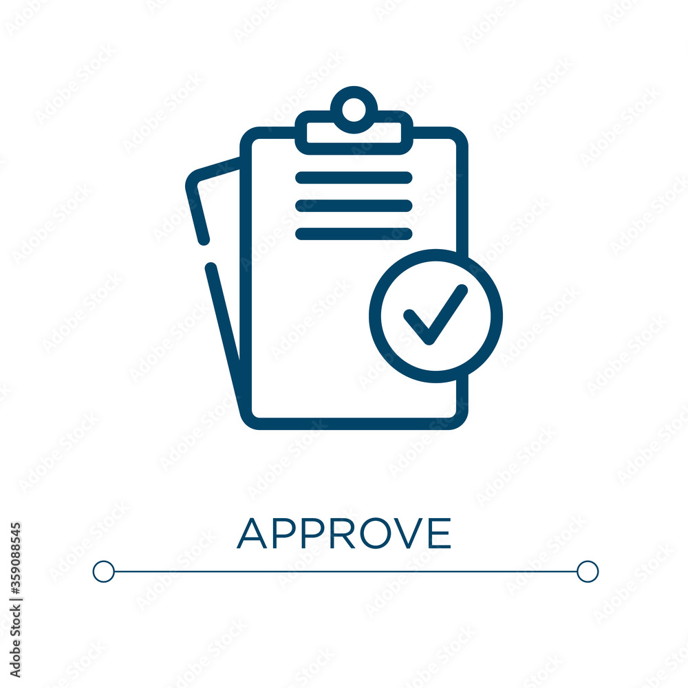 Poster approve icon. linear vector illustration. outline approve icon vector. thin line symbol for use on w