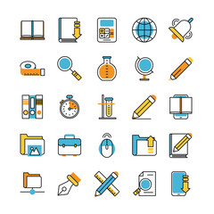 bundle of school supplies set icons