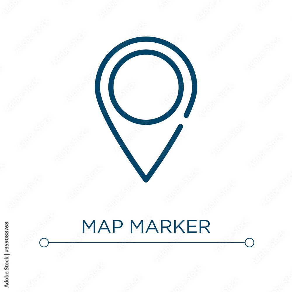 Poster map marker icon. linear vector illustration. outline map marker icon vector. thin line symbol for us