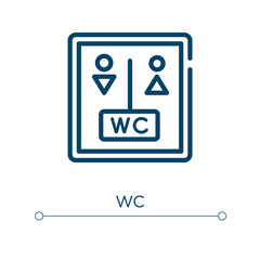 Wc icon. Linear vector illustration. Outline wc icon vector. Thin line symbol for use on web and mobile apps, logo, print media.