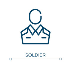 Soldier icon. Linear vector illustration. Outline soldier icon vector. Thin line symbol for use on web and mobile apps, logo, print media.