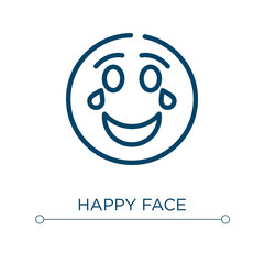 Obraz premium Happy face icon. Linear vector illustration. Outline happy face icon vector. Thin line symbol for use on web and mobile apps, logo, print media.