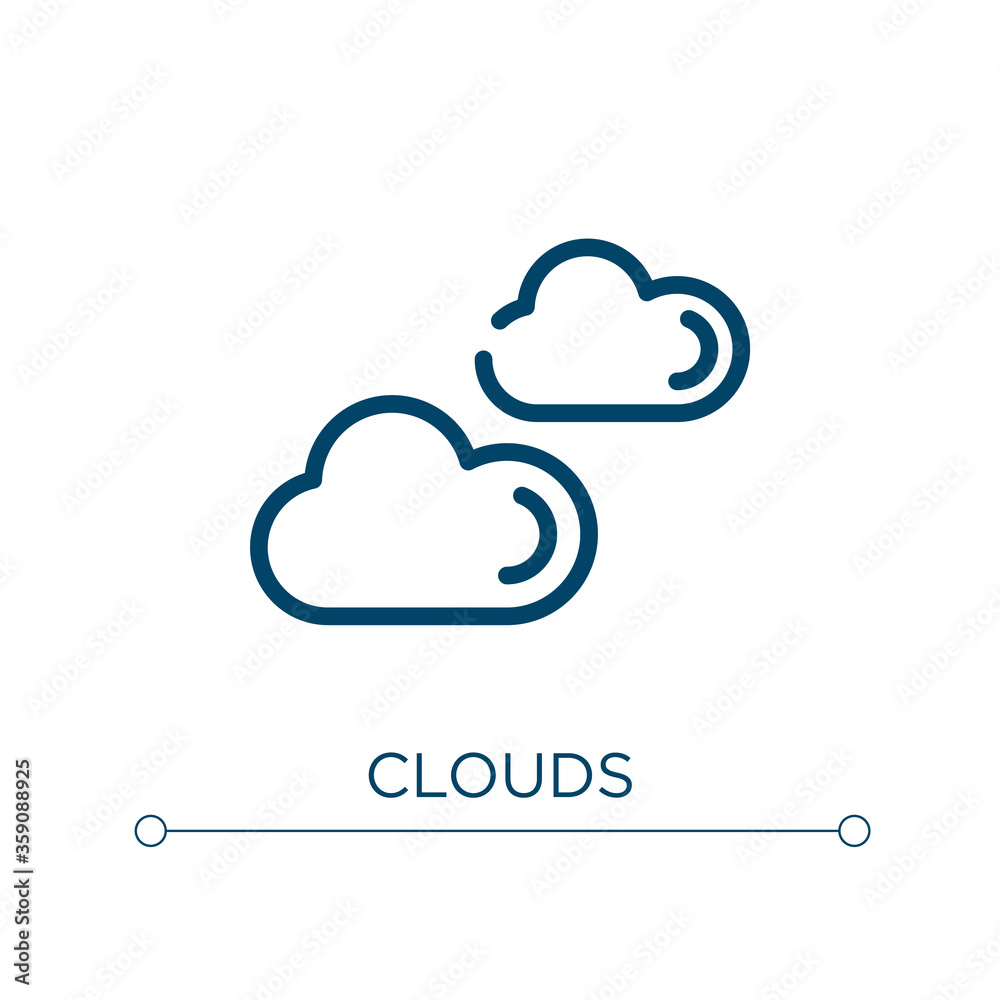 Poster clouds icon. linear vector illustration. outline clouds icon vector. thin line symbol for use on web