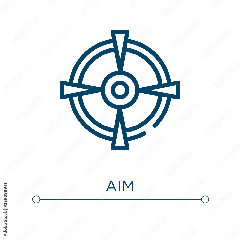Poster aim icon. linear vector illustration. outline aim icon vector. thin line symbol for use on web and m
