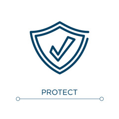 Protect icon. Linear vector illustration. Outline protect icon vector. Thin line symbol for use on web and mobile apps, logo, print media.