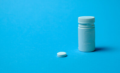 Medicine. Search for a cure for the virus. On a blue background.