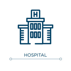 Hospital icon. Linear vector illustration. Outline hospital icon vector. Thin line symbol for use on web and mobile apps, logo, print media.