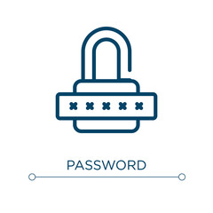 Fototapeta premium Password icon. Linear vector illustration. Outline password icon vector. Thin line symbol for use on web and mobile apps, logo, print media.