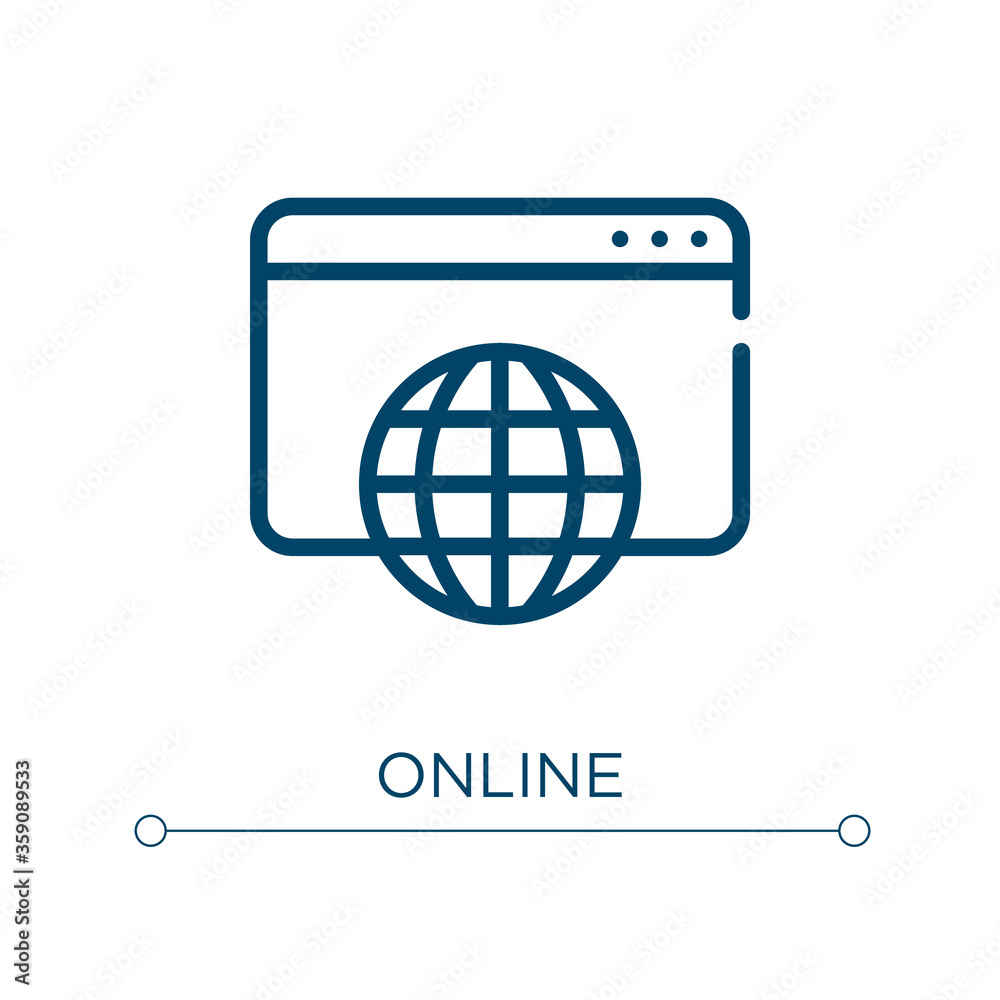 Fototapete online icon. linear vector illustration. outline online icon vector. thin line symbol for use on web