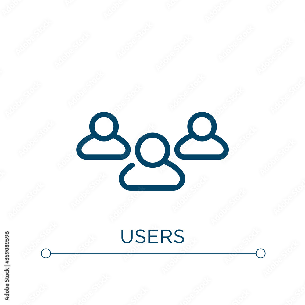 Poster users icon. linear vector illustration. outline users icon vector. thin line symbol for use on web a