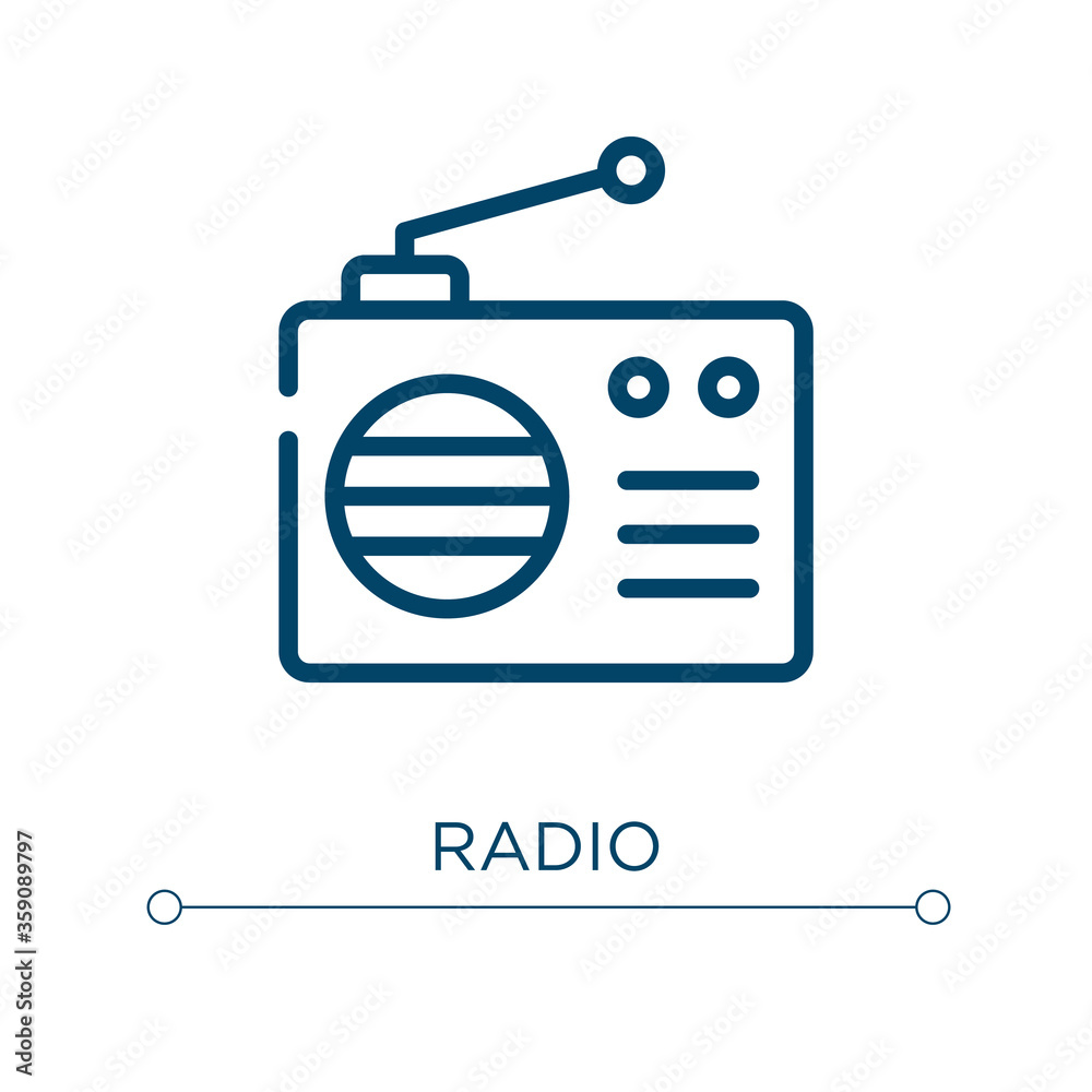 Aufkleber radio icon. linear vector illustration. outline radio icon vector. thin line symbol for use on web a