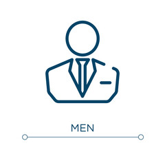 Men icon. Linear vector illustration. Outline men icon vector. Thin line symbol for use on web and mobile apps, logo, print media.