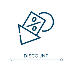 Discount icon. Linear vector illustration. Outline discount icon vector. Thin line symbol for use on web and mobile apps, logo, print media.