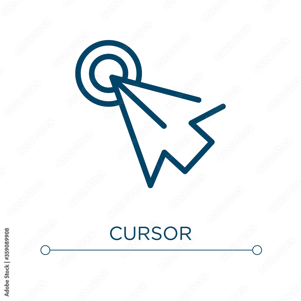 Poster cursor icon. linear vector illustration. outline cursor icon vector. thin line symbol for use on web